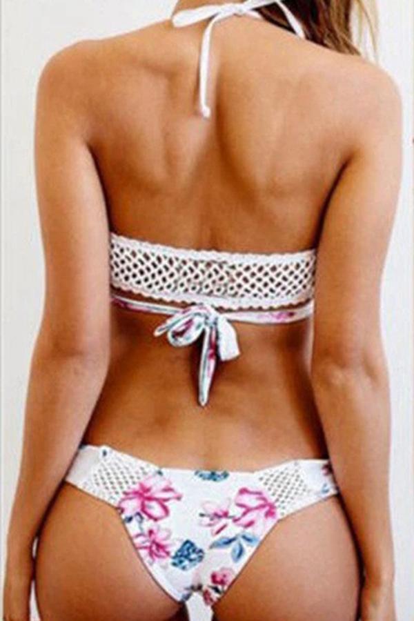 Romantic Print Elegant Female Split Bikini