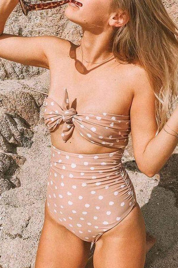 Retro Style Cropped Knotted Bikini