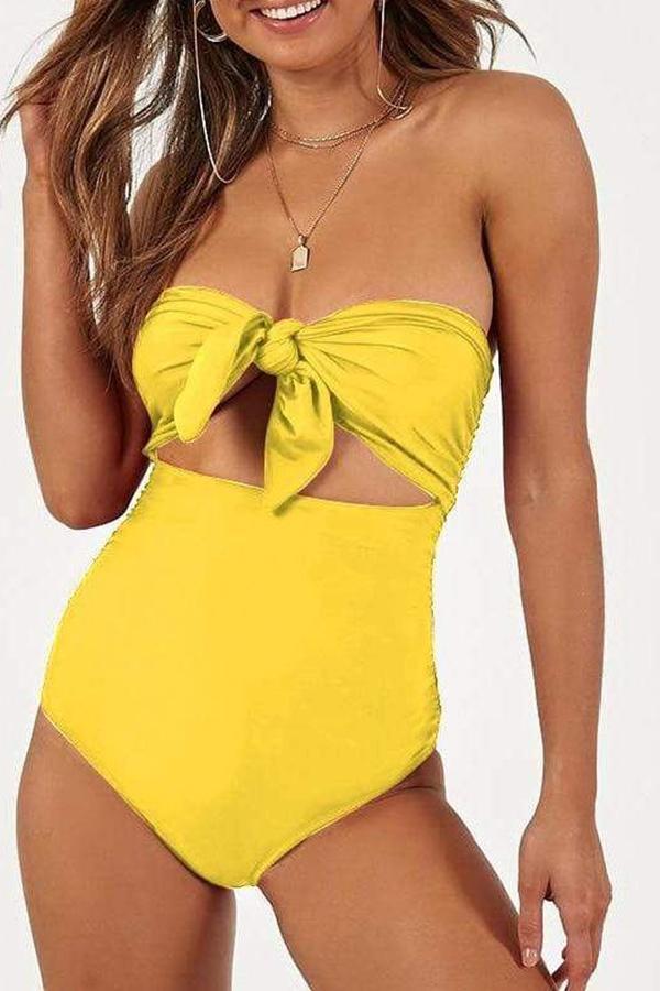 Retro Style Cropped Knotted Bikini