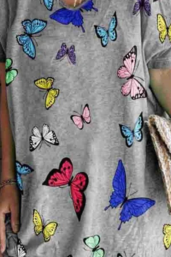 Butterfly Print V-neck Loose Pajama Dress