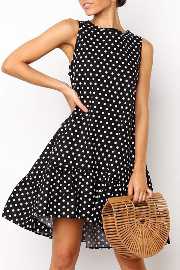 Sleeveless Polka Dot Elegant Puffy Dress