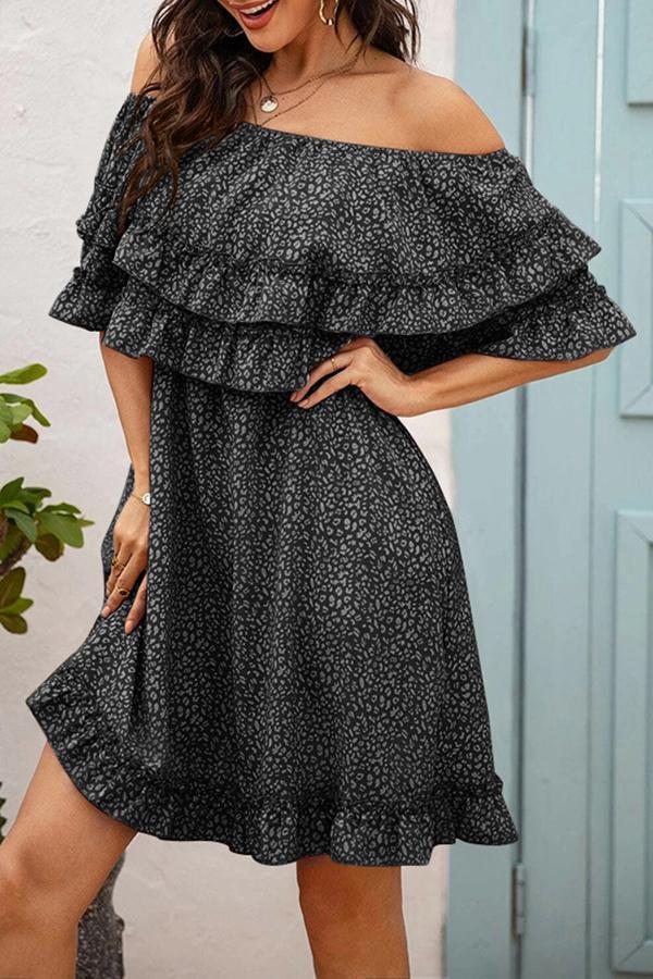 Bohemian One-shoulder Polka Dot Holiday Dress