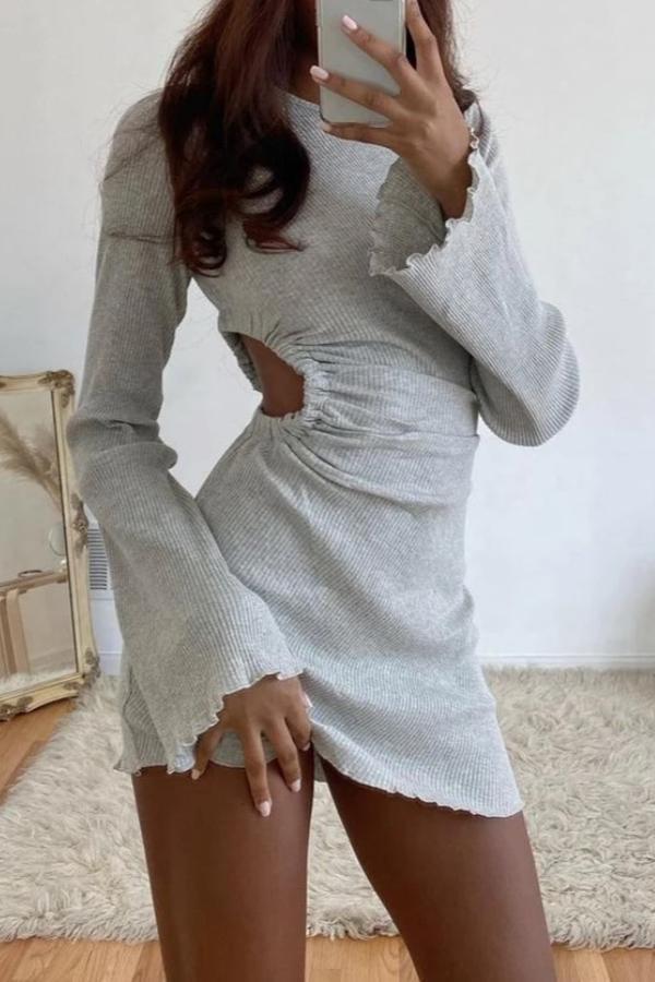 Casual Cut Out Show Waist Dresses