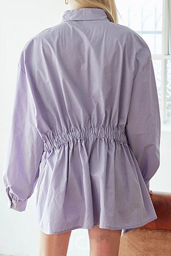 Drawstring Pleated Irregular Shirt Skirt