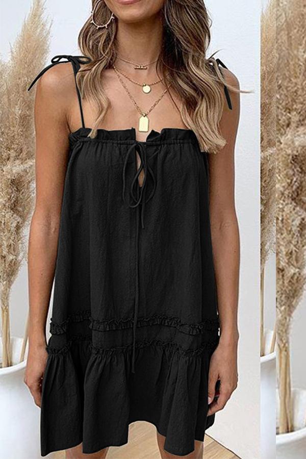 Tube Top Drawstring Pleated Sling Dress