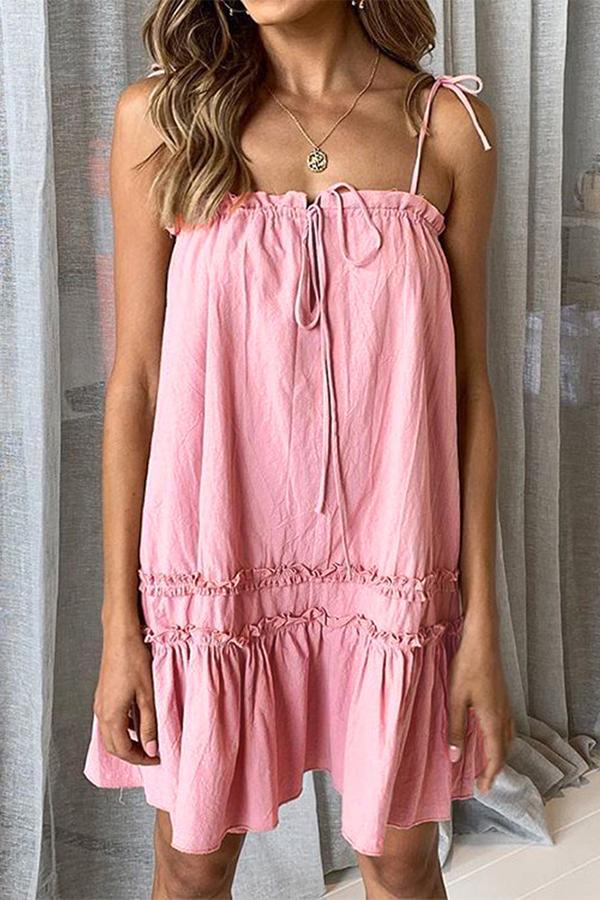 Tube Top Drawstring Pleated Sling Dress