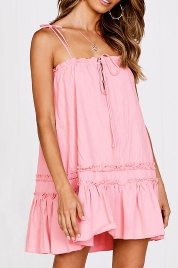 Tube Top Drawstring Pleated Sling Dress