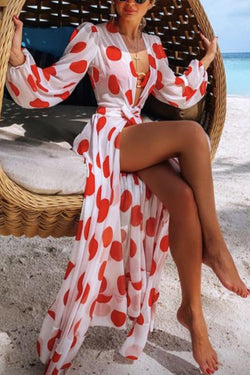 Polka Dot Chiffon Beach Holiday Dress