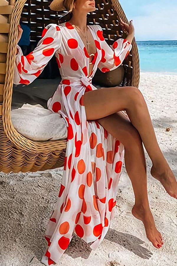 Polka Dot Chiffon Beach Holiday Dress