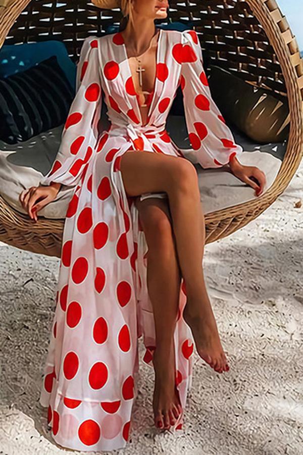 Polka Dot Chiffon Beach Holiday Dress