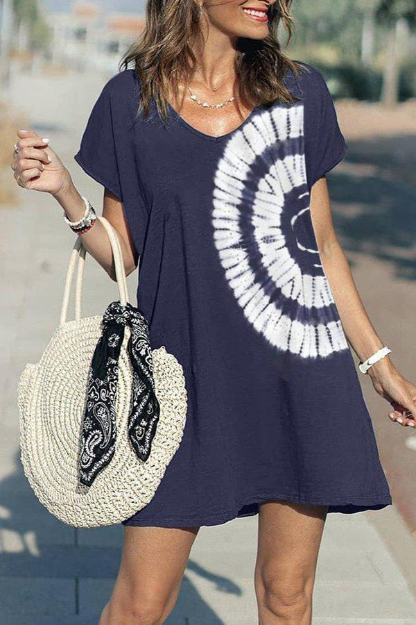 Casual Semicircle Tie Dye Dress