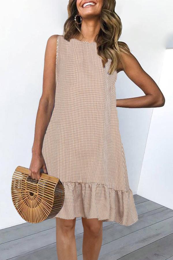 Smart Plaid Sleeveless Baggy Dress