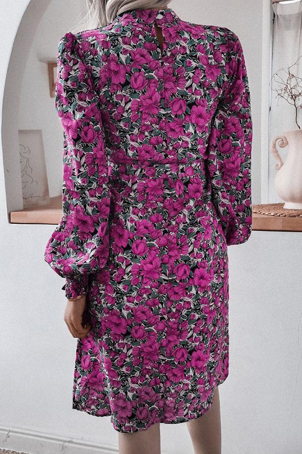 Elegant Floral Print Slim Fit Midi Dress