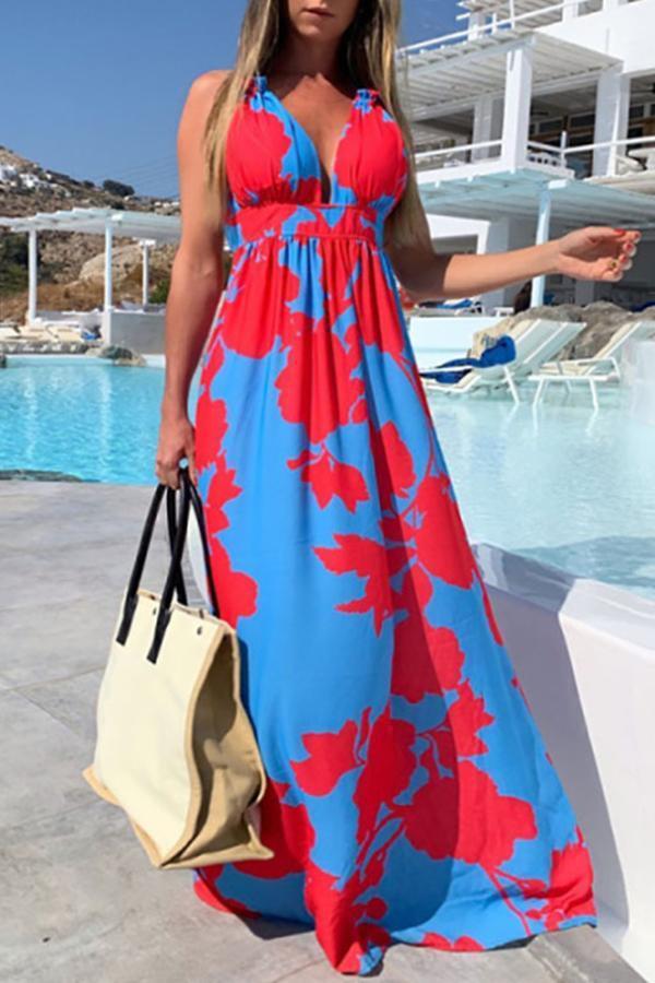 Glamorous Stylish Bohemia Big Geometric Print Long Dress