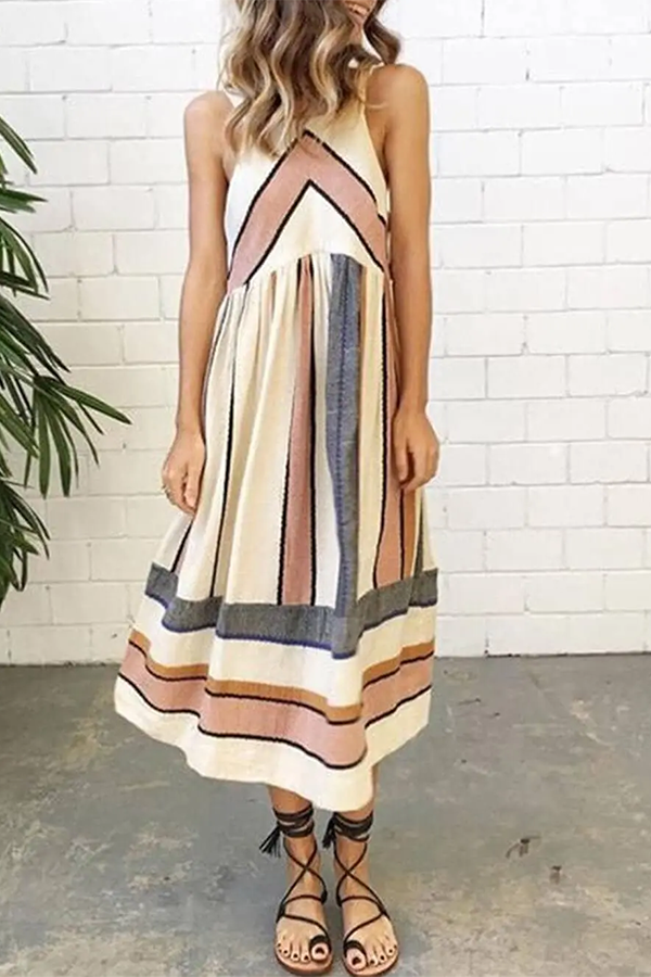 Smart Geometric Print Sleeveless Dress