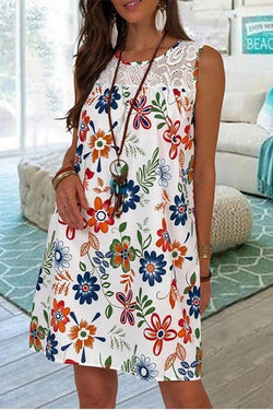 Smart Floral Print Lace Dress