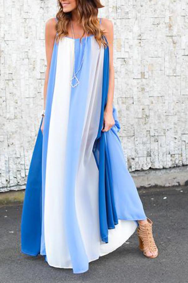 Elegant Color Contrast Sling Dress