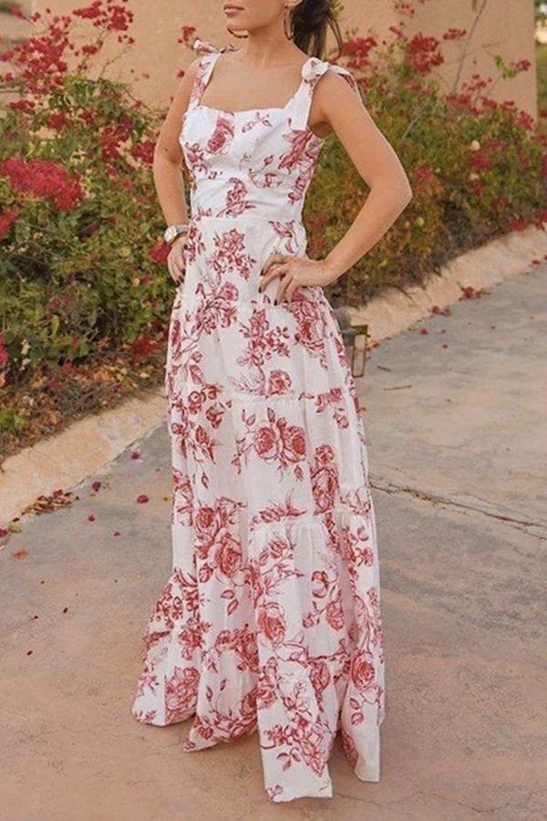 Fashion Sexy Sleeveless Printing Maxi Dress