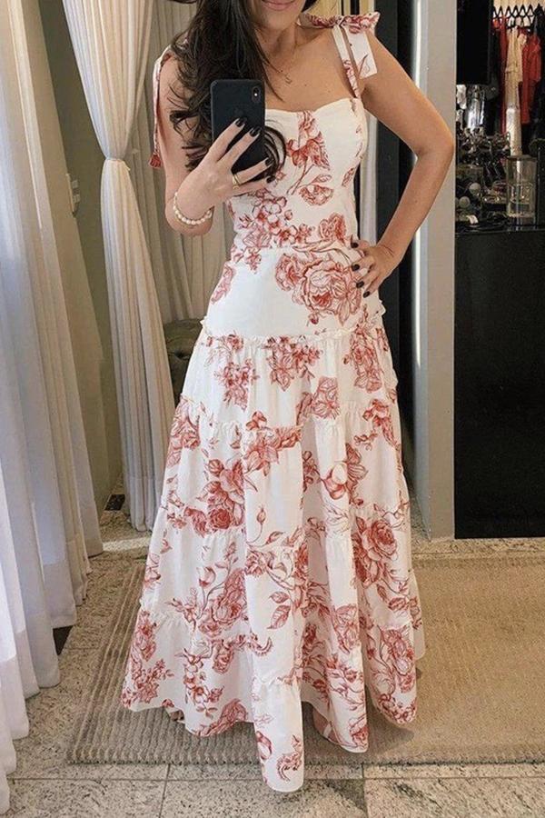 Fashion Sexy Sleeveless Printing Maxi Dress