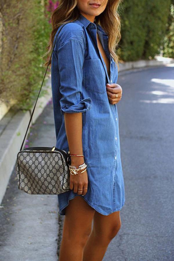 Classic Pockets Denim Dress