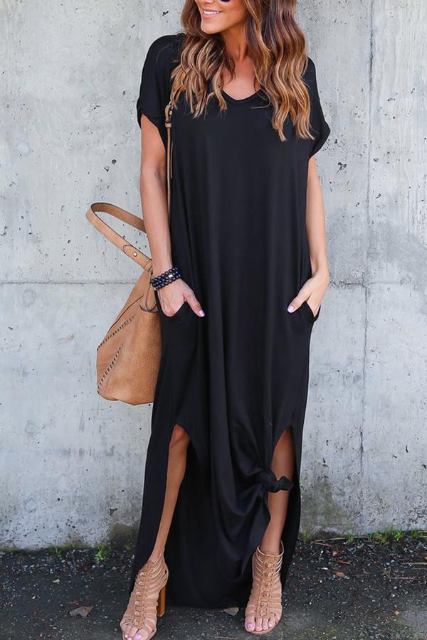 Elegant Fork Opening Knotted Dress