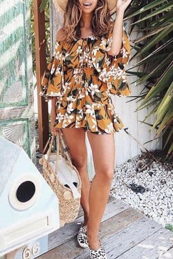 Charming Nature Print Cascade Dress