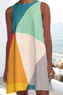 Irregular Rainbow Color Contrast Dress