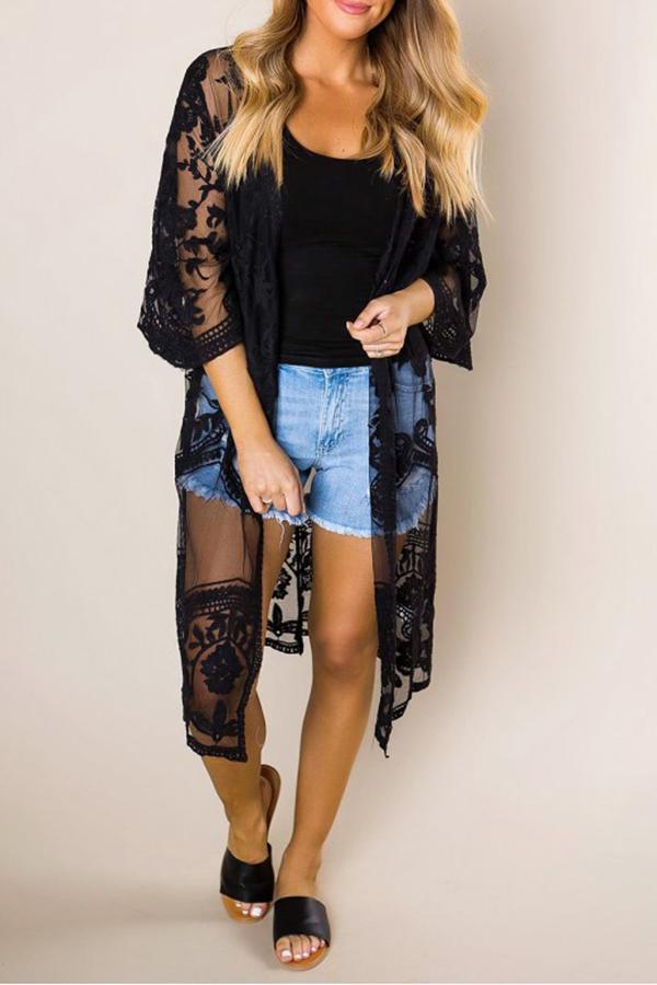 Fashionable Sheer Lace Cover-up